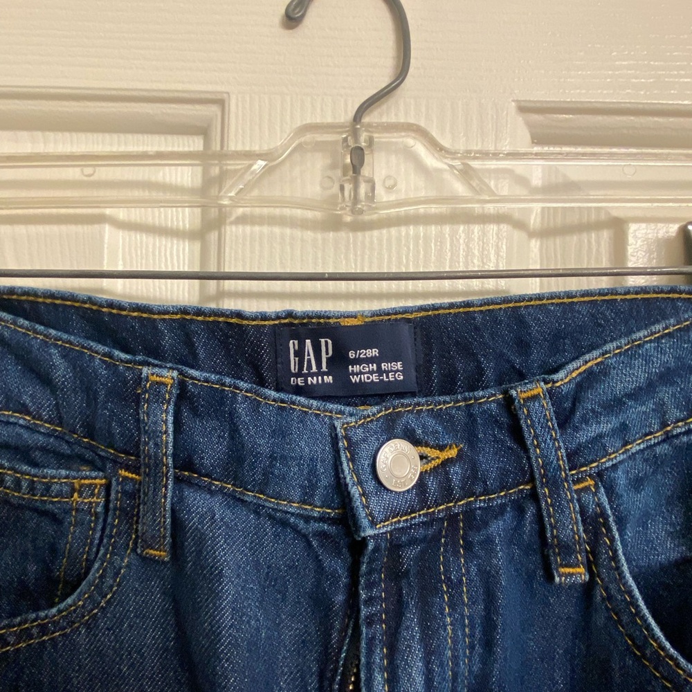 GAP Studded Dark Blue High Rise Wide-Leg Jeans